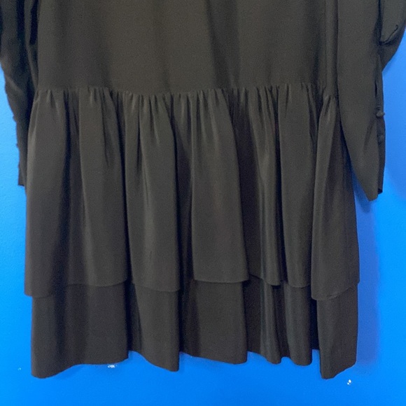 VNTG 1982 ST SIMON FEMME Black Silk Long Sleeved Midi Dress. Sz 8 - Picture 3 of 11
